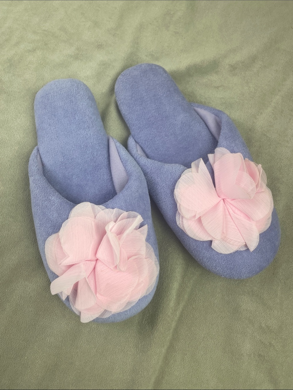 Chiffon Flower Slipper Purple Violet Pink Blossom